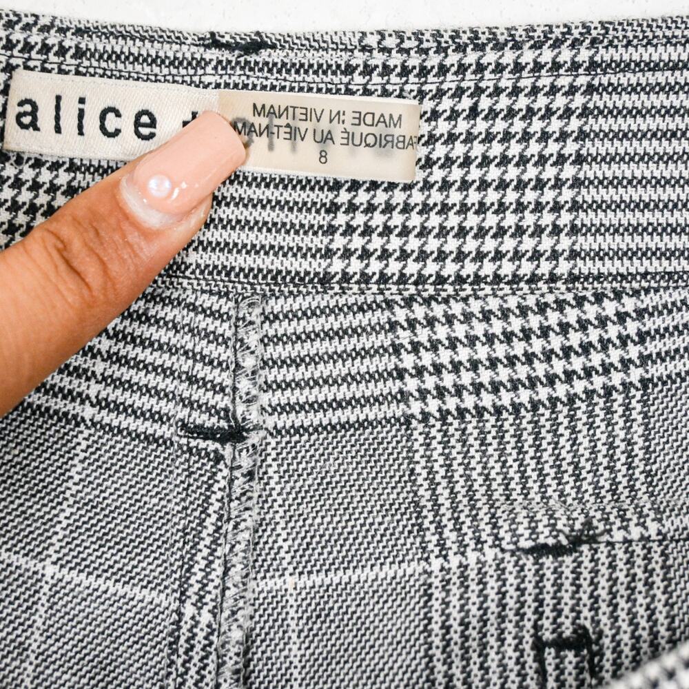 Alice + Olivia Isaac Distress Cargo Pants Grey houndstooth Size 8 - Picture 7 of 10